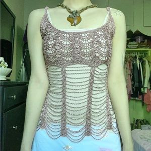2000’s beaded nude pink top